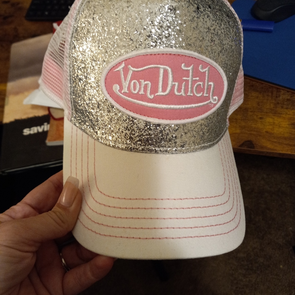 Von Dutch Pink Glitter Trucker Cap